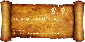 Balaban Valéria névjegykártya